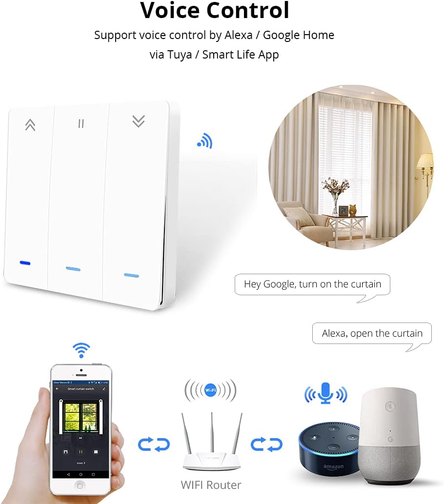 Dimensions and wiring diagram for the zemismart Wi-Fi Wall Switch