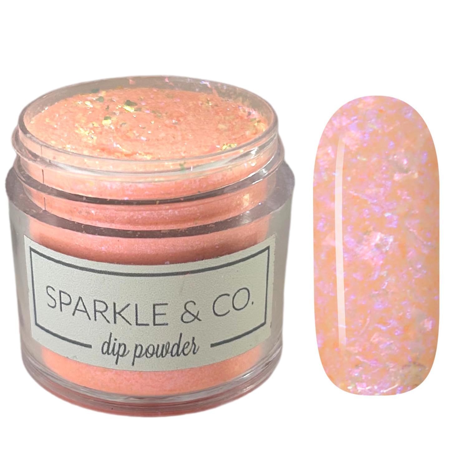 Sparkle & Co. Dip Powders – dp.266 Coral Floral (Coral Flake) 1 Ounce Dipping Powder Jar For Manicure DIY Spring Shade, No Lamp Needed