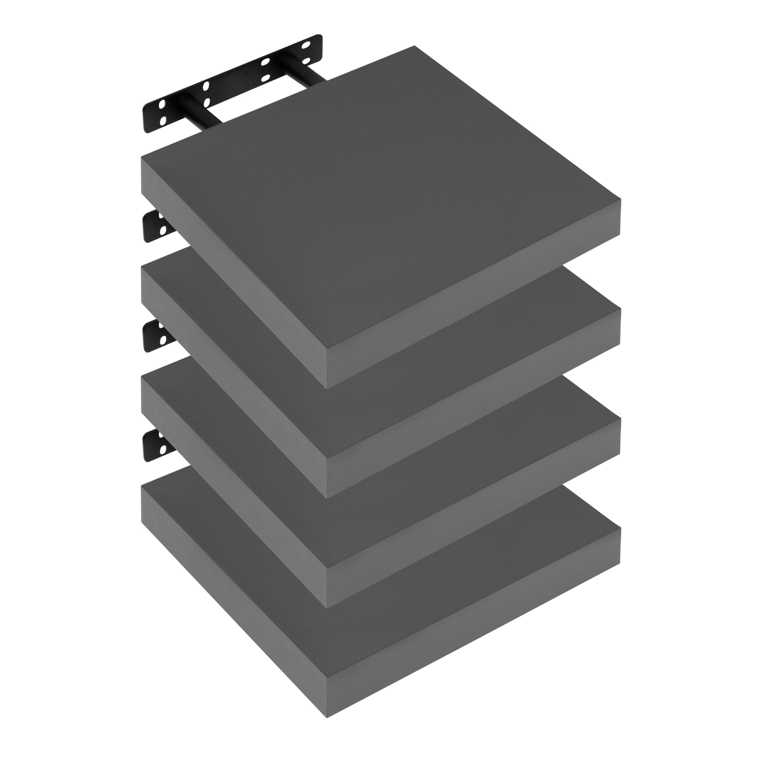 WOLTU 4 Pcs Floating Shelves, 25cm Dark Grey Wall Storage Shelf, Office
