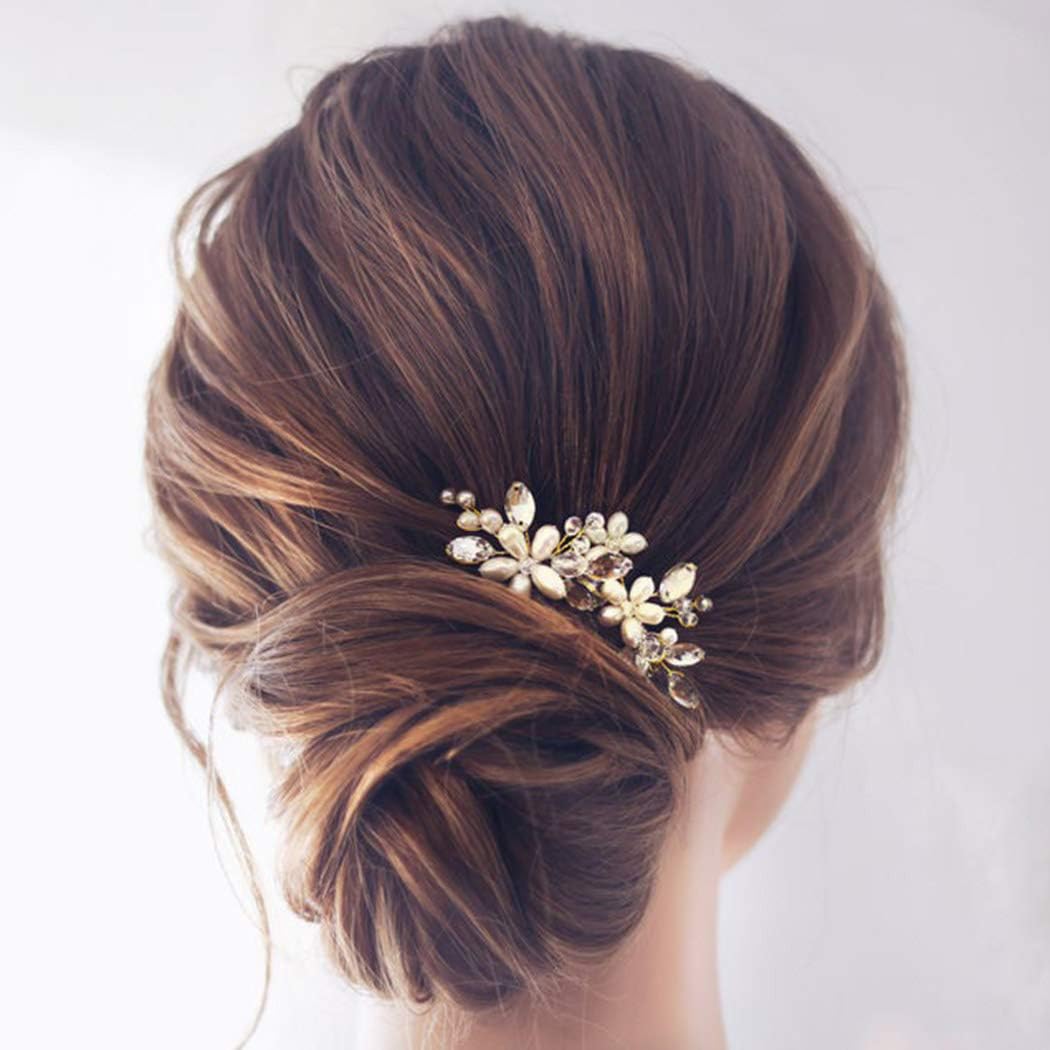JAKAWIN Pearl Wedding Hair Accessories Bridal Clip Decorative Hair Pins | Bridesmaid Silver Gold Updo Piece for Women