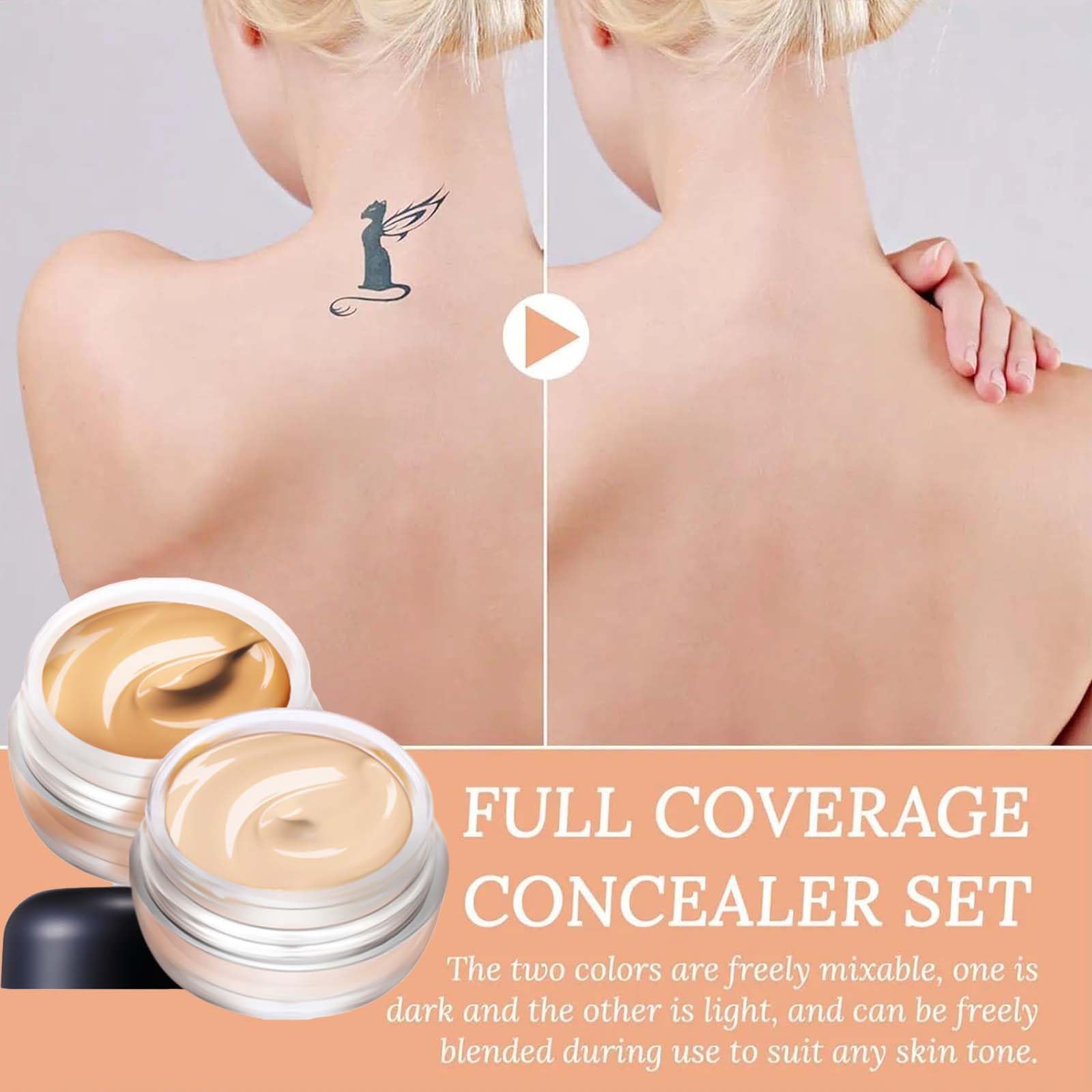 2Color 10ml Waterproof Tattoo Cover Up Makeup with Bruises, Full Coverage, and Tattoos. Body Makeup Concealer Set for Men and Women - Image 3