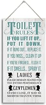 Bathroom Rules Wood Decor Sign, Toilet Rules, Hanging Printed Wooden Plaque Décor, Funny Bathroom Wall Décor, Vintage Bathroom Decor, Toilet Wall Decor Signs, Restroom Wooden Hanging Sign 12x 6inch