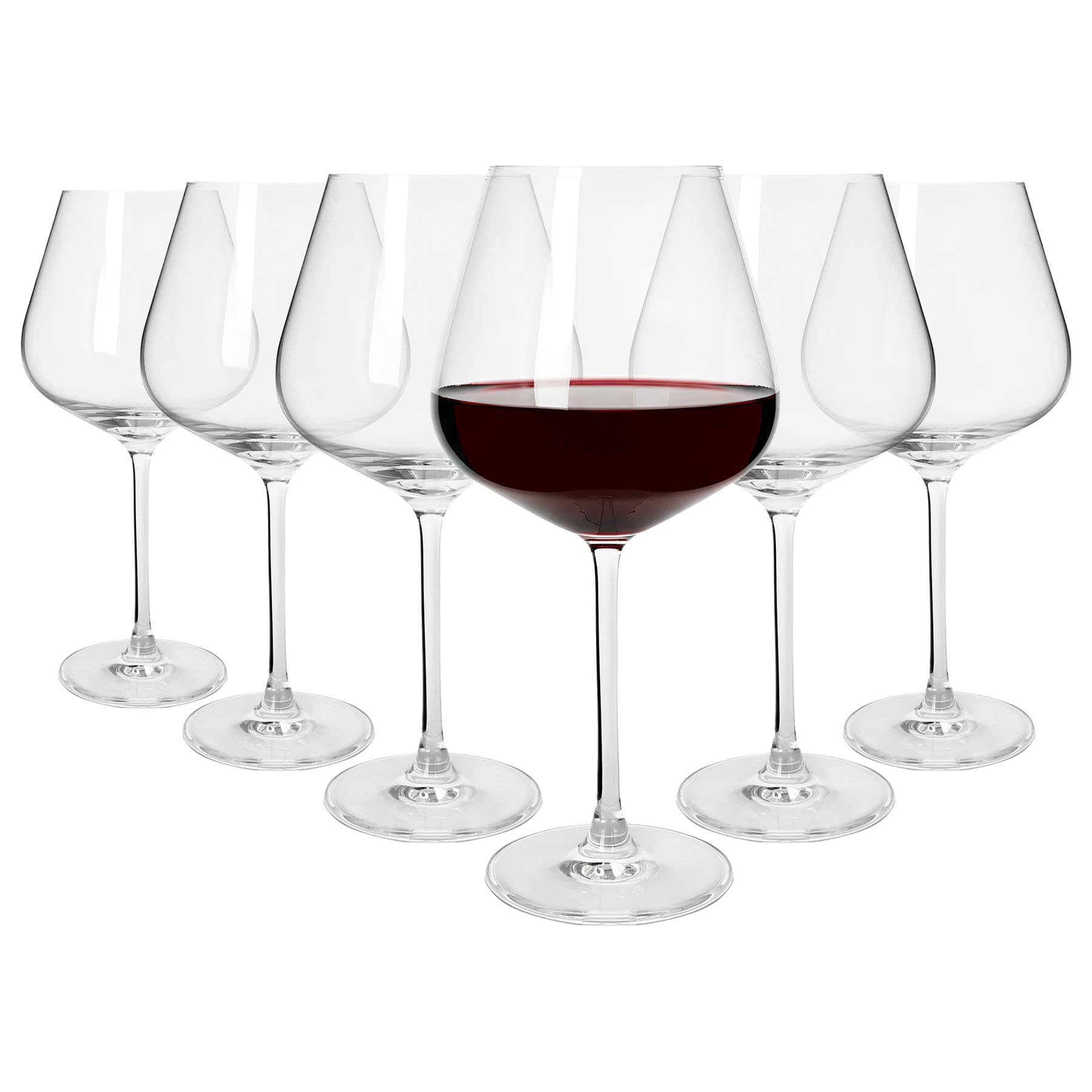 Argon Tableware 650ml Knightsbridge Verres à Vin Rouge en Cristal - 6x Grand Tige Verre Boire Verrerie Gobelets Anniversaire Mariage Coffret Cadeau | Compatible Lave-Vaisselle