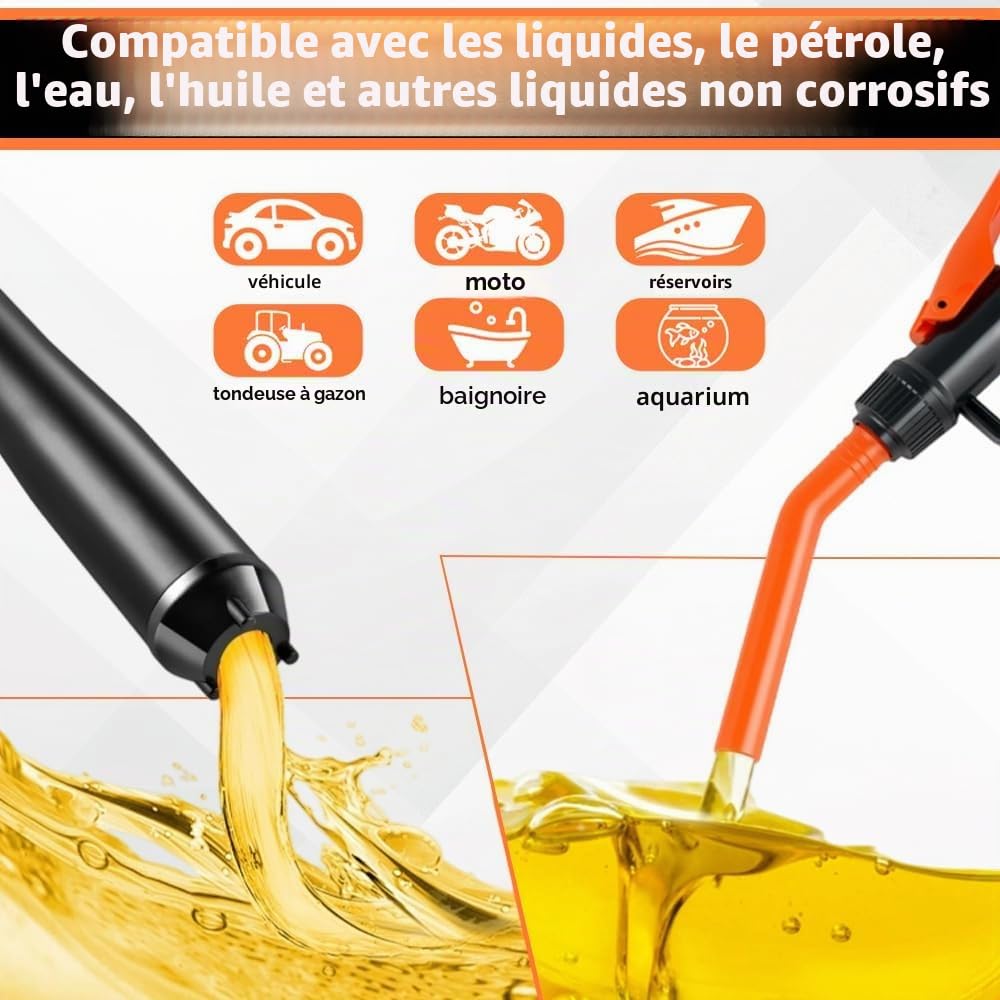 Pompe à Essence électrique à Piles, Fuel Transfer Pump, Pompe de Transfert de Liquide à Piles par batterie, pompes à piles avec buse d'arrêt rapide, pour essence, diesel, huile, gaz, eau, aquarium