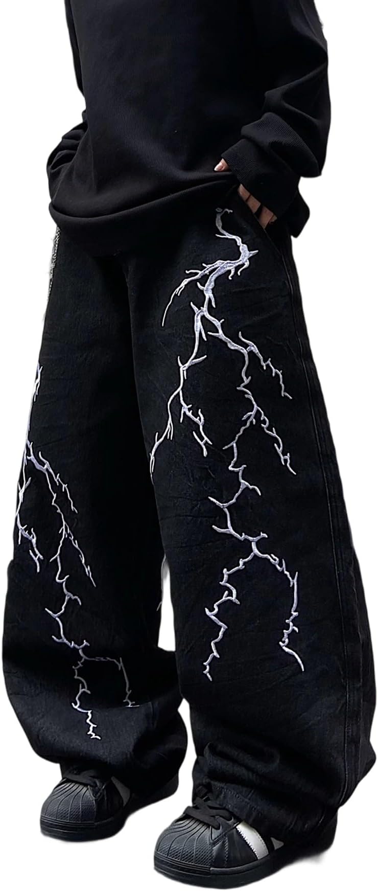 OYICAIWomens Baggy Jeans Wide Leg Denim Pants Y2k 90s Vintage Hip Hop Loose Long Trousers Streetwear