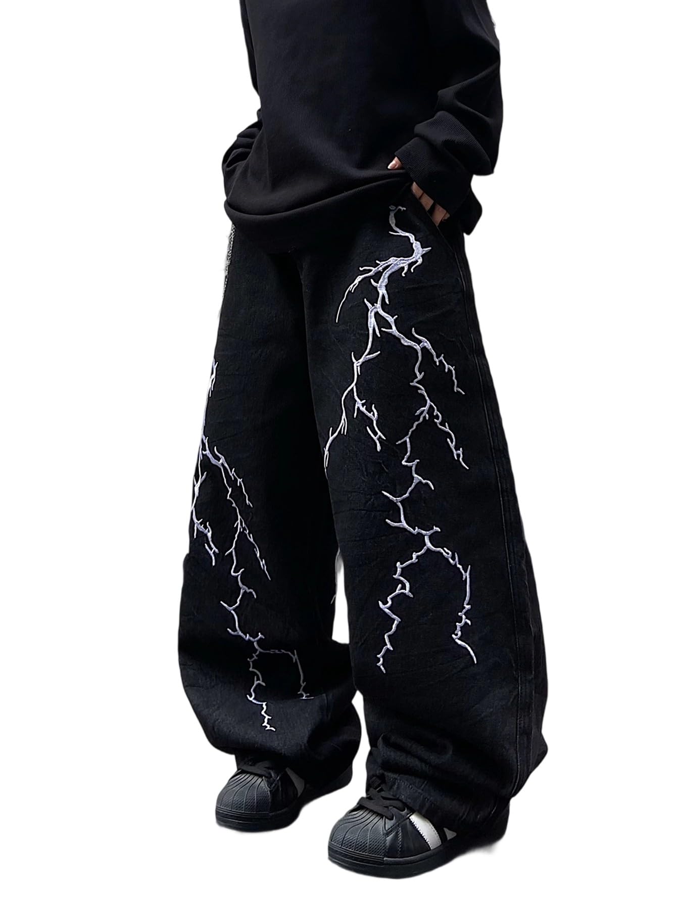 OYICAIWomens Baggy Jeans Wide Leg Denim Pants Y2k 90s Vintage Hip Hop Loose Long Trousers Streetwear