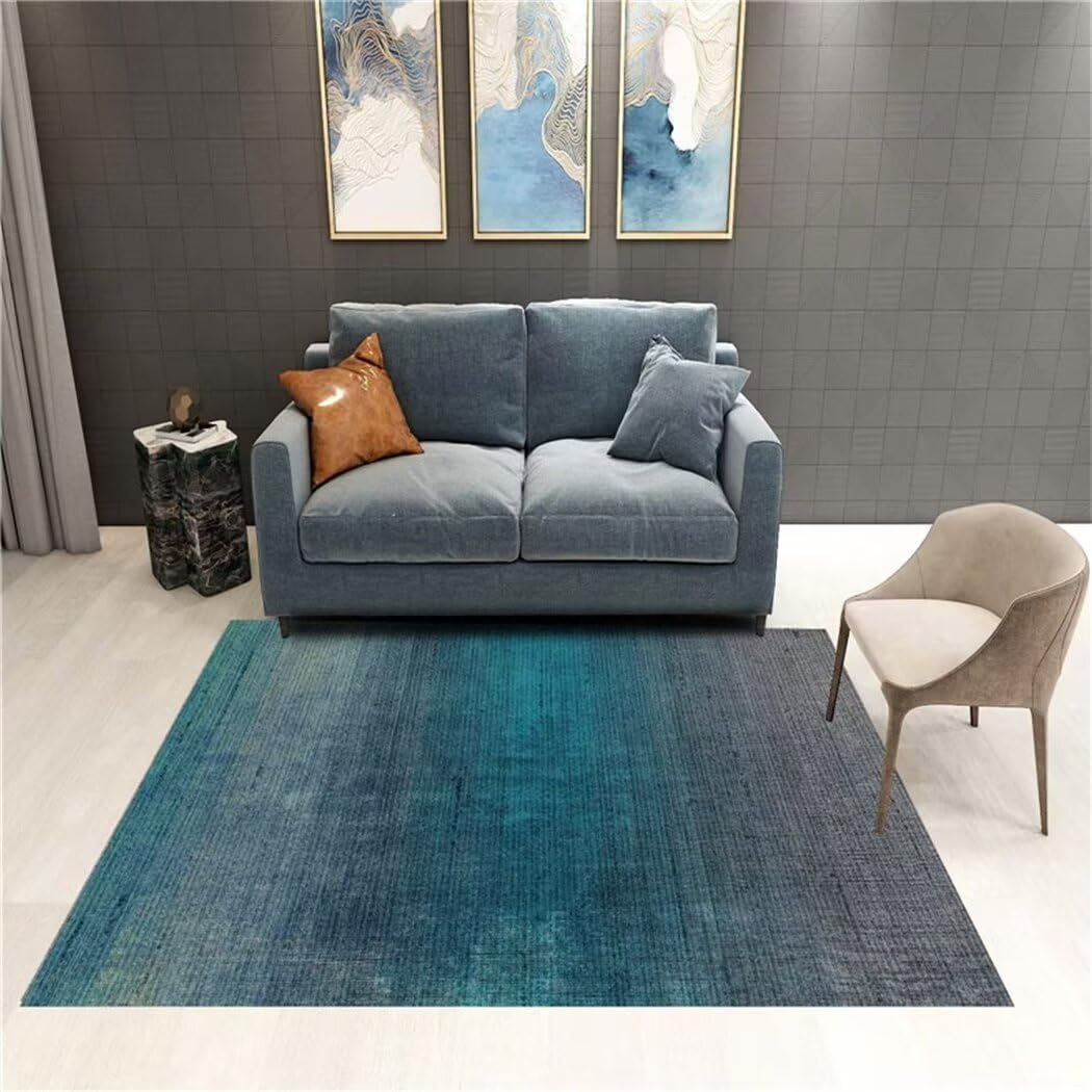 Tapis doux antidérapant facile à nettoyer 200x250cm bleu moderne pour couloir et salon