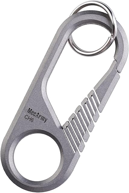 MecArmy CH6/CH6K Titanium Carabiner Keychain, Quick Release Titanium Carabiner Small, Mini Key Carabiner with Keyring