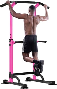 Power Tower Pull Up Bar and Dip Station, Adjustable Height Dip Stand, Fitness Workout Station,Multi-Functional Strength Training machine for home gym,Space saving, suitable for men and womenup to 400 LBS