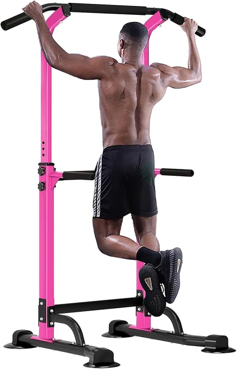 Power Tower Pull Up Bar and Dip Station, Adjustable Height Dip Stand, Fitness Workout Station,Multi-Functional Strength Training machine for home gym,Space saving, suitable for men and women(up to 400 LBS)