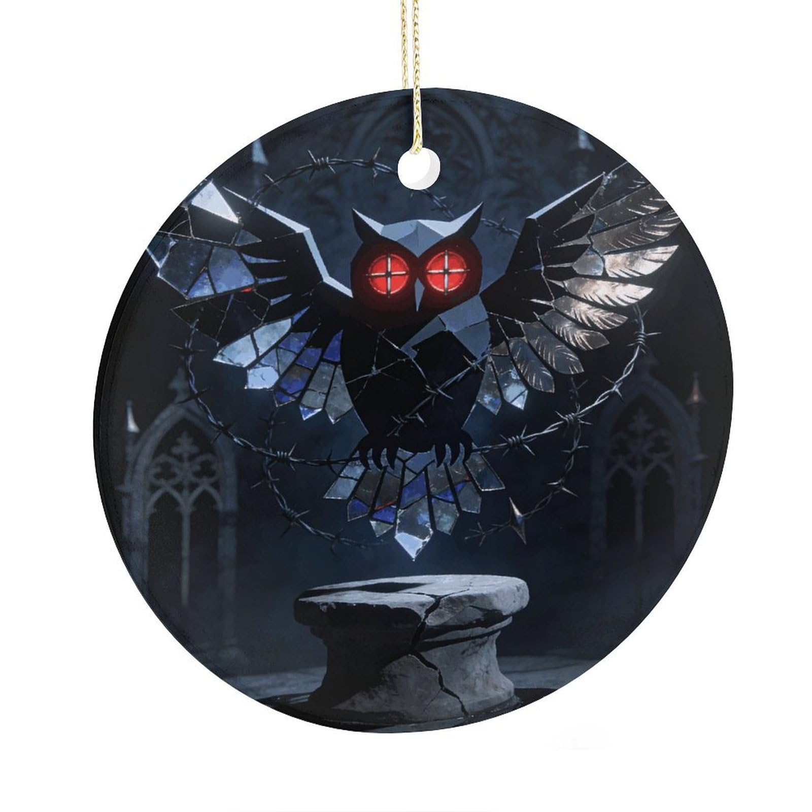 Fodpand Women's Style Gothic Abstract Owl Ceramic Christmas Ornament,Wall Hanging Decor Windows Hanging Decor Best Friend Birthday Gifts, Friendship Gifts Car Hanging Ornament Gift For Girls, Teachers 2.9 In