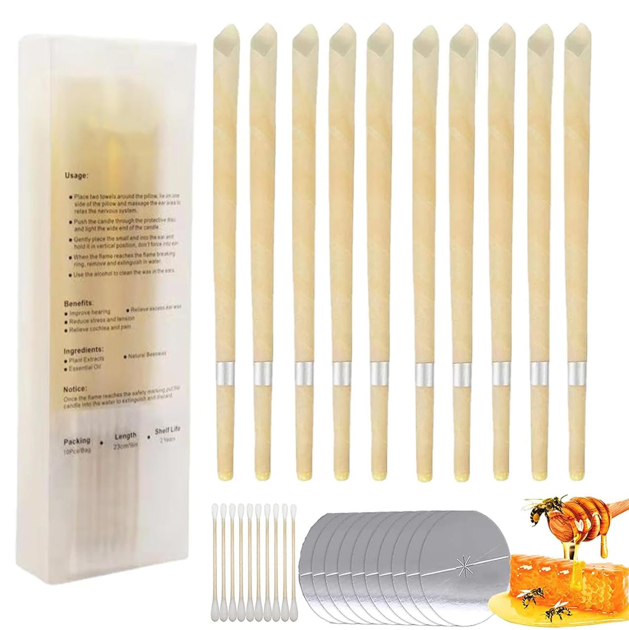 10Pcs Ear Wax Removal Tool for Wax Removal Earwax Cleaning Tool for Ear Cleaning Includes Cotton Swabs 1