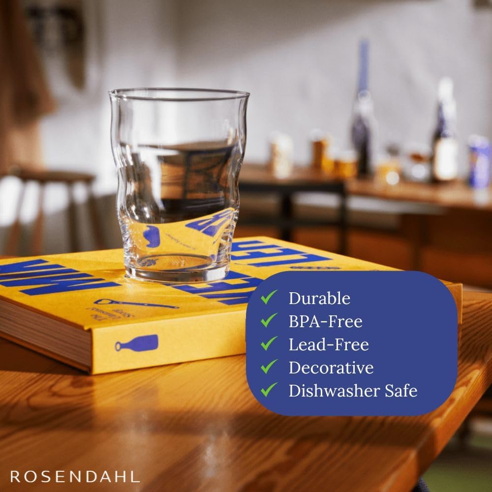 Rosendahl Holmegaard Mikkeller Pint 13.5 oz Beer Glass (Set of 2) for Craft Beer, Lagers, Stouts - Widen Interior Base for Enhanced Bubbles, Convenient Stackable Storage - Ideal for Parties/BBQs