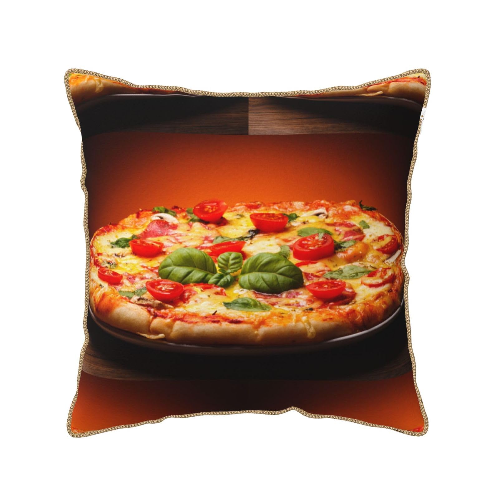 Housse de coussin velours pizza pour déco salon cocooning