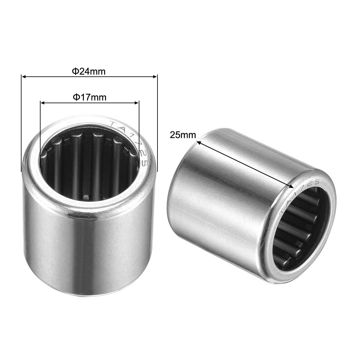 Tool Parts and Accessories TA1725 Needle Roller Bearings 17mm X 24mm X 25mm Chrome Steel Open End 10pcs (#CN-140824-15070)