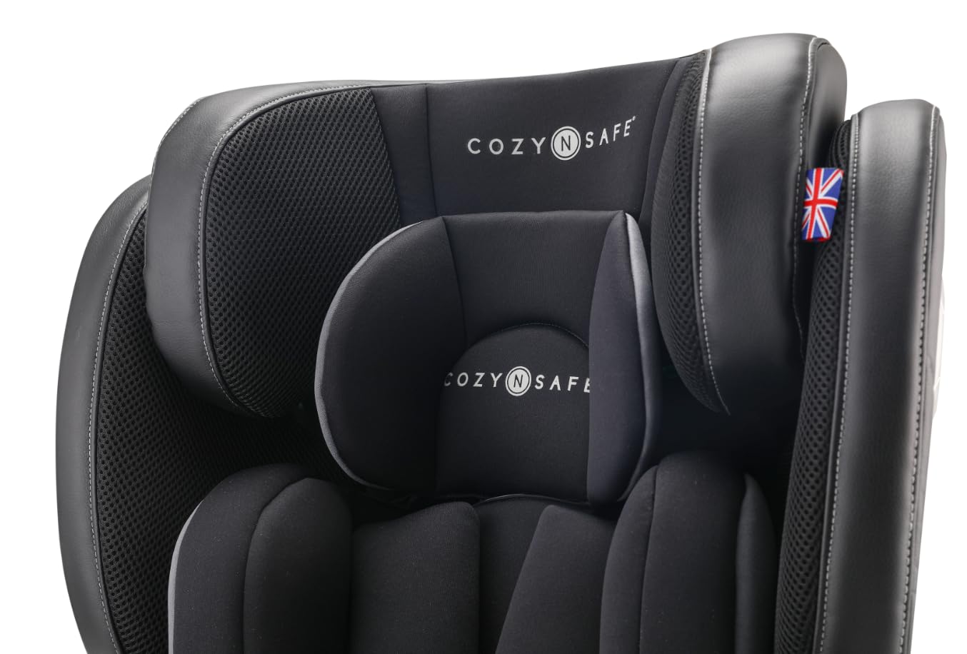 Cozy N Safe Hudson i-Size Silla de auto (76-150cm) | approx. 15 meses - 12 años | ISOFIX y Top-Tether | Espuma viscoelástica lavable | Certificado ECE R129 | Negro