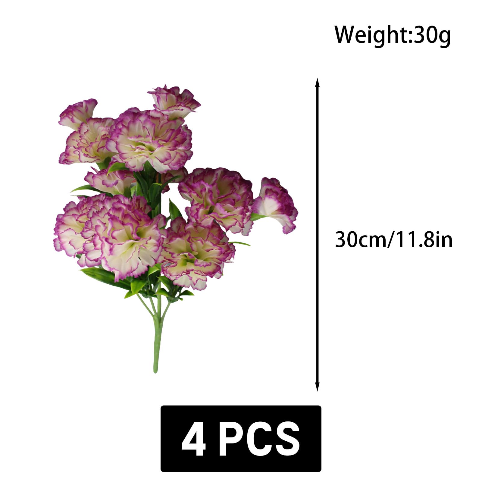 astylishome Faux Flowers that Look Real Artificial Carnations Flower with Beauty of Nature 40 Bundles Realistic Bouquet for Home Office Table Decoration Gift Purple 0409 - Image 3