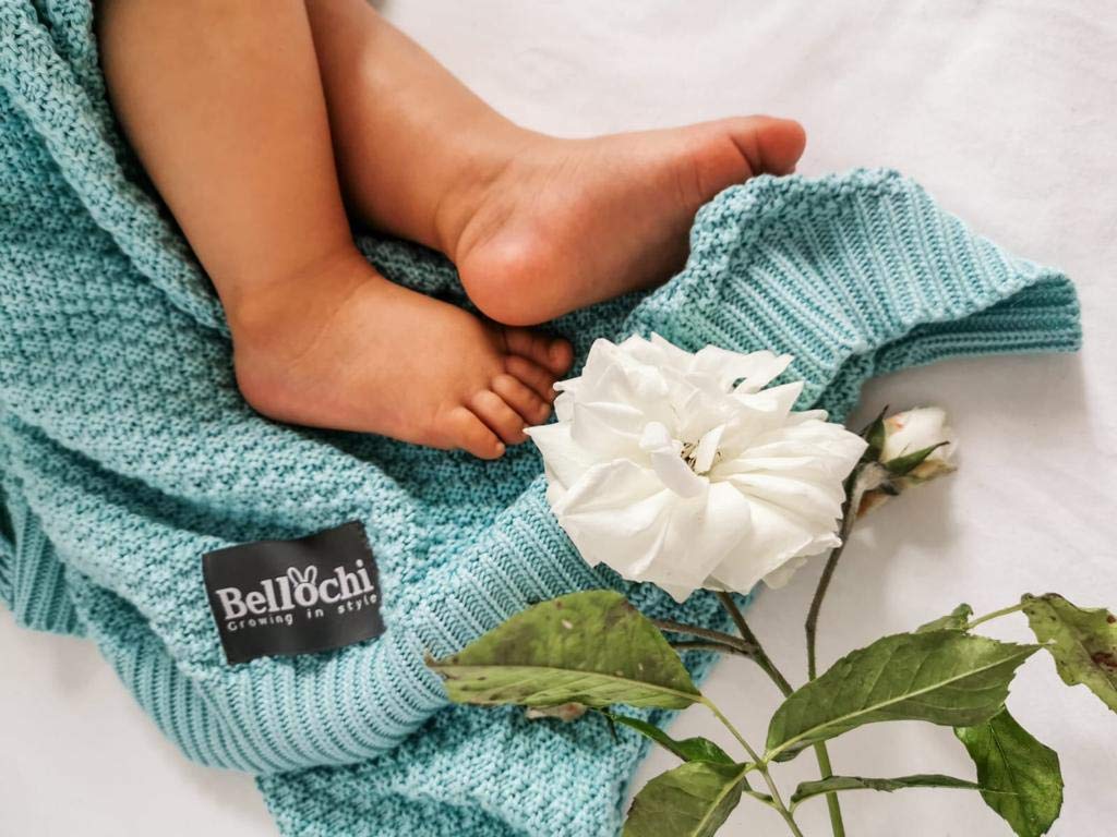 Bellochi Premium Manta de Bambu para Bebe - Acogedor Mantita para Chica o Chico - Suave Aireado Verano Manta Bebe Recien Nacido - Hecha a Mano - 100x80 cm - Freshwind