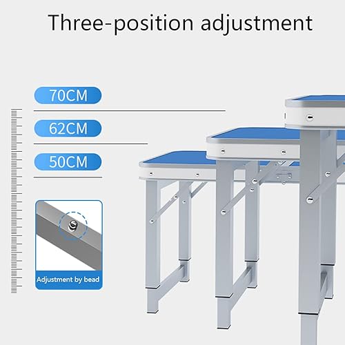 Miniatura 7 de Mesa plegable con taburete, mesa plegable de altura ajustable, picnic, campamento, al aire libre, aluminio ligero portátil, con asa de transporte