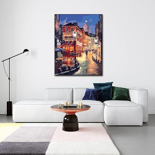 Miniatura 4 de QUITEDEW Kits de pintura por números para adultos, pintura de ciudad por números, pintura al óleo de vista nocturna adecuada para decoración de