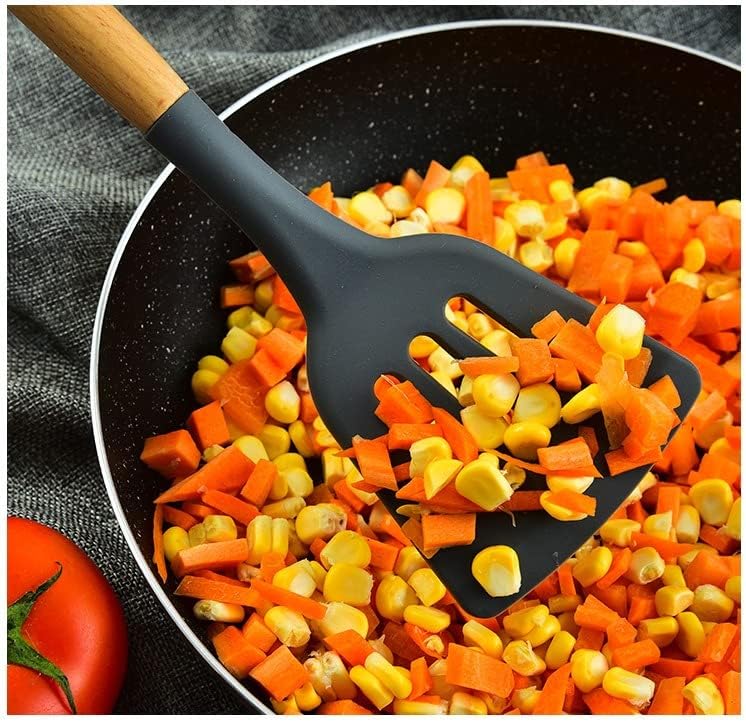 Miniatura 5 de Silicone Kitchen Cooking Utensil Set, 12-Piece Silicone Utensil Set for Cooking with Wooden Handle, Spatula, Spoon, Tongs, Heat Resistant Kitchen