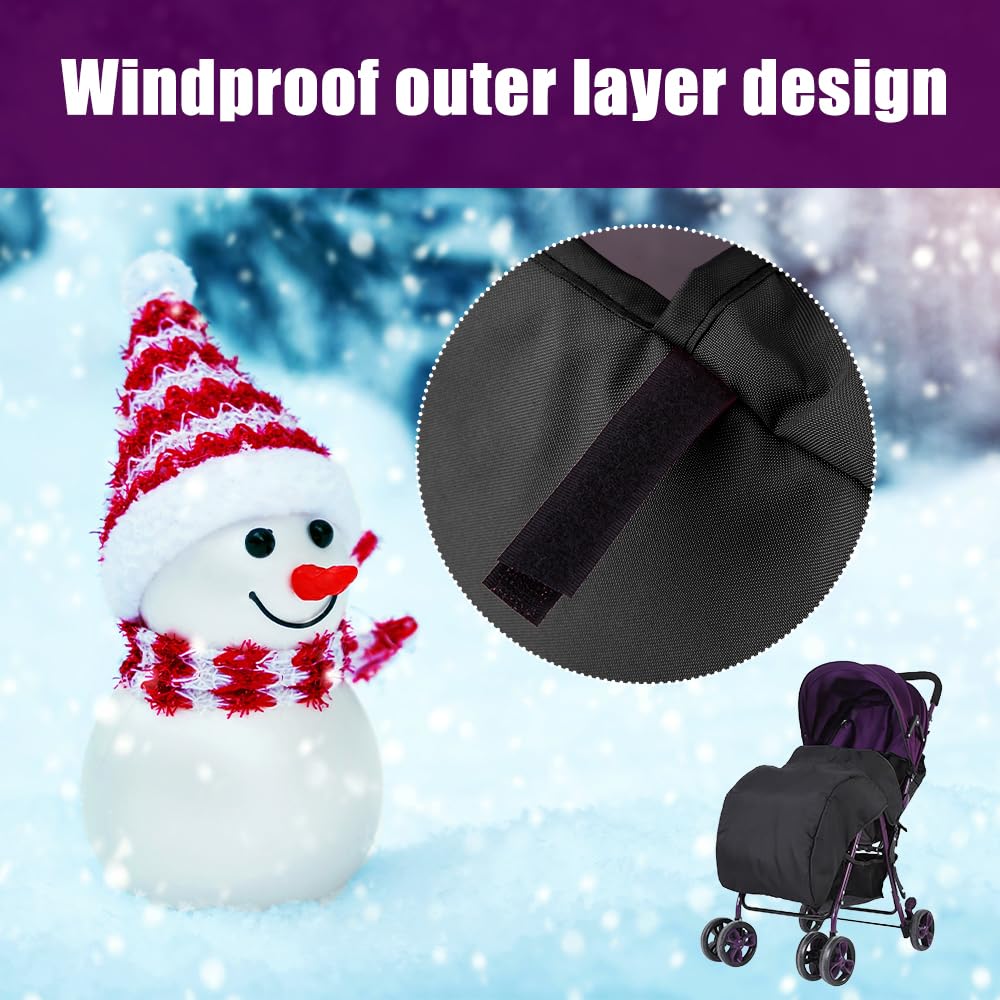 BORDSTRACT Coprigambe Invernale Impermeabile Universale per Passeggino, Carrozzine (23.6 * 15.7inch Nero)