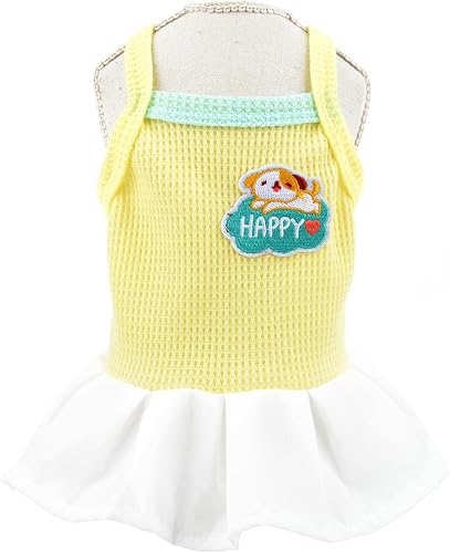 Miniatura 5 de SMALLLEE_LUCKY_STORE Trajes para mascotas, camisa de punto gofre, falda de tenis plisada, vestido para cachorros para perros pequeños, gatos, niñas,