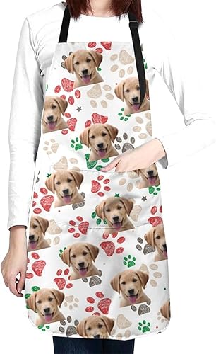 Miniatura 14 de Delantal personalizado para hombres y mujeres, delantal ajustable unisex con bolsillos, delantales personalizados para cocinero y chef Cocina