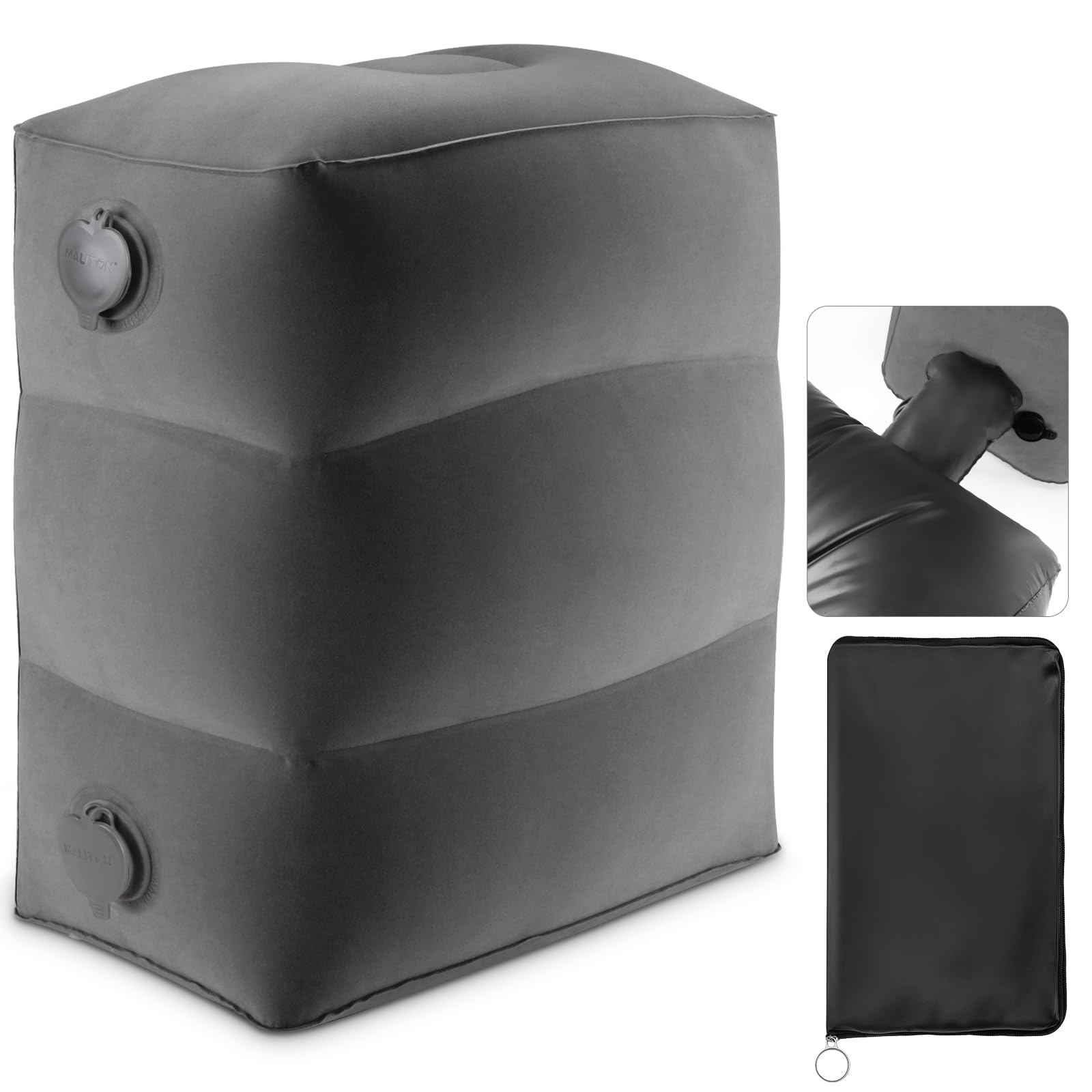 Repose-pieds Gonflable Enfant Pour Avion/voiture – Réglable 3 Hauteurs, Léger, Avec Sac Gonfleur Intégré