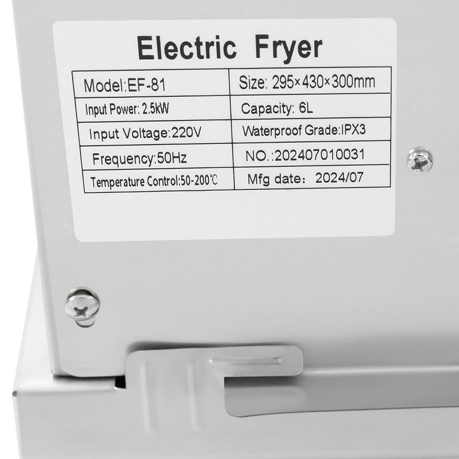 Freidora eléctrica de aceite de cocina freidora de acero inoxidable pollo freidora para hogares tiendas de ropa 2500 W 6,3 Qt/6L