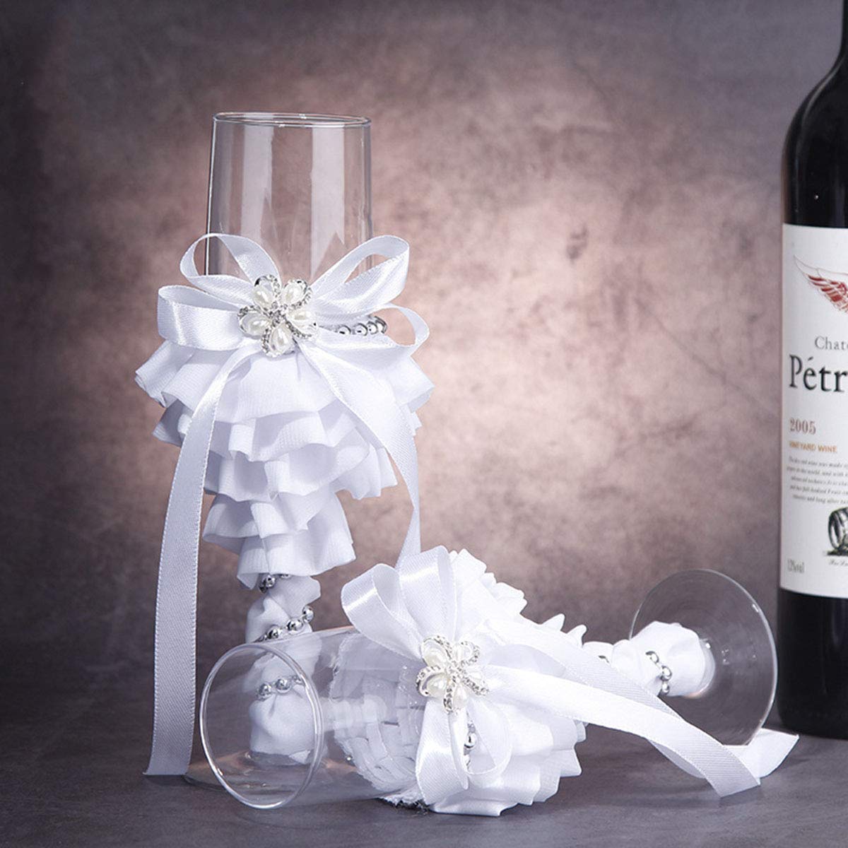 Set Flûtes à Champagne Avec Couteau Et Serveur à Gâteau - Élégant, Acier Inoxydable Argenté