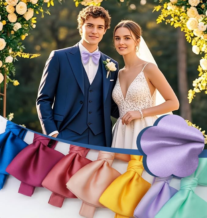 Image of Luckyvestir Oversized Bow Ties for Men, Pre Tied Clip on Men's Black Bowtie for Wedding Tuxedo Banquets Formal Wear