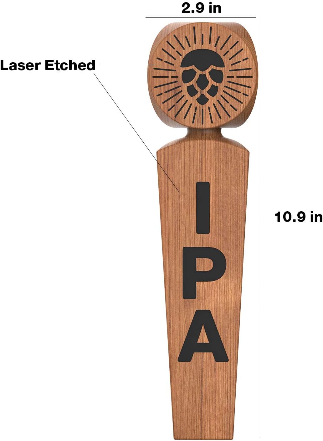 Beer Tap Handle – 10.94’’ Natural Wood IPA Tap Handle for Draft Bar System, Homebrewers, Kegerator or Bars