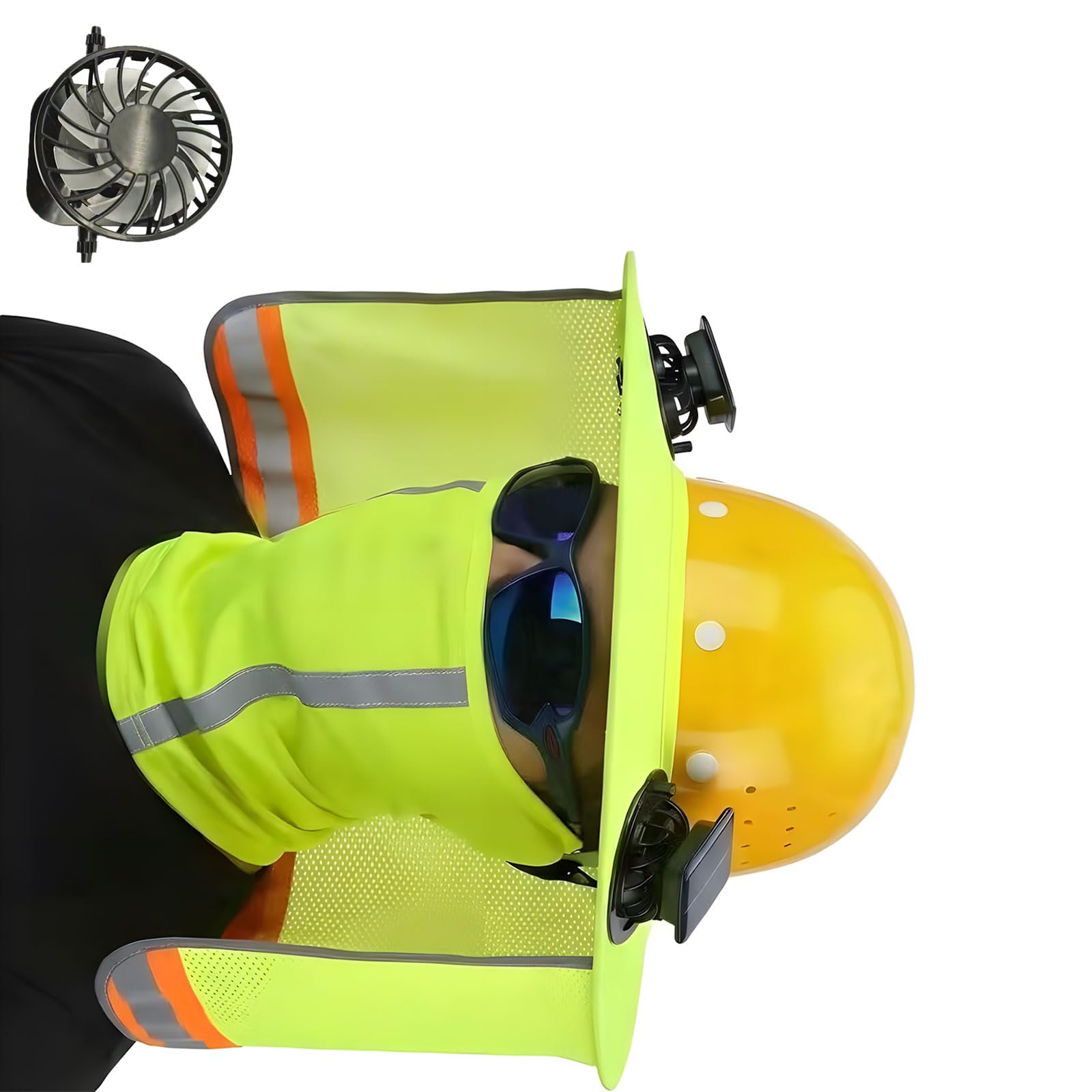 Elnwnnkc Construction Cap with 2 Sun Driven Air Circulators and Detachable Sun Cover Reflective Construction Hat