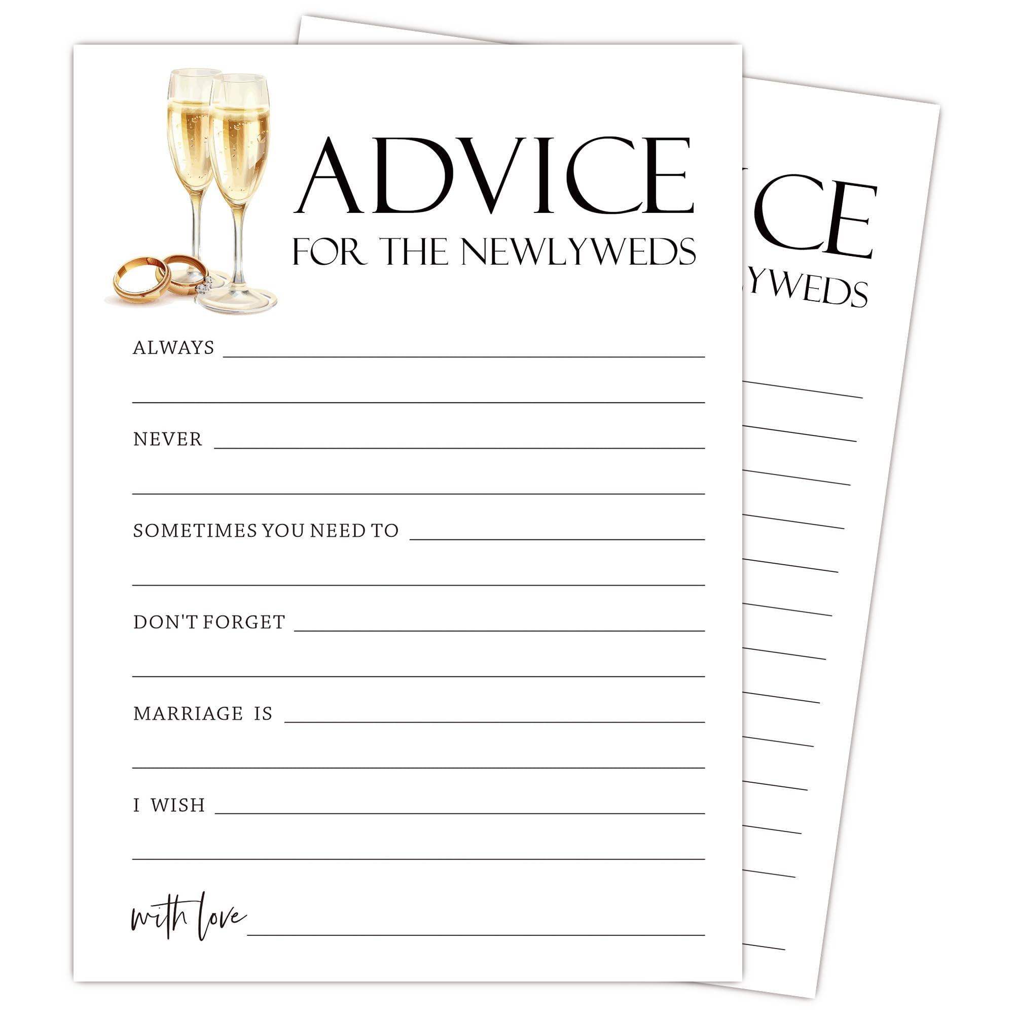 RPLCSPC Printable Bridal Shower Advice Card - 25 Pack Blank Fill-in Cards for The Bride, 5x7 inches | Wedding Wishes Cards | Minimalist Bridal Shower