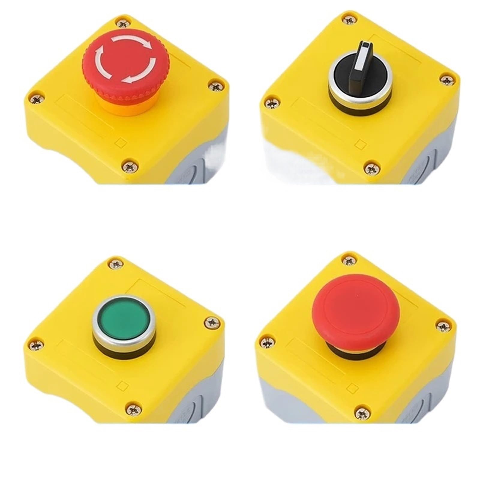 20 piezas de caja de control de interruptor de botón impermeable 12345 agujero de emergencia perilla indicador luz ampliada distancia del agujero de la caja de plástico 22 mm (amarillo)