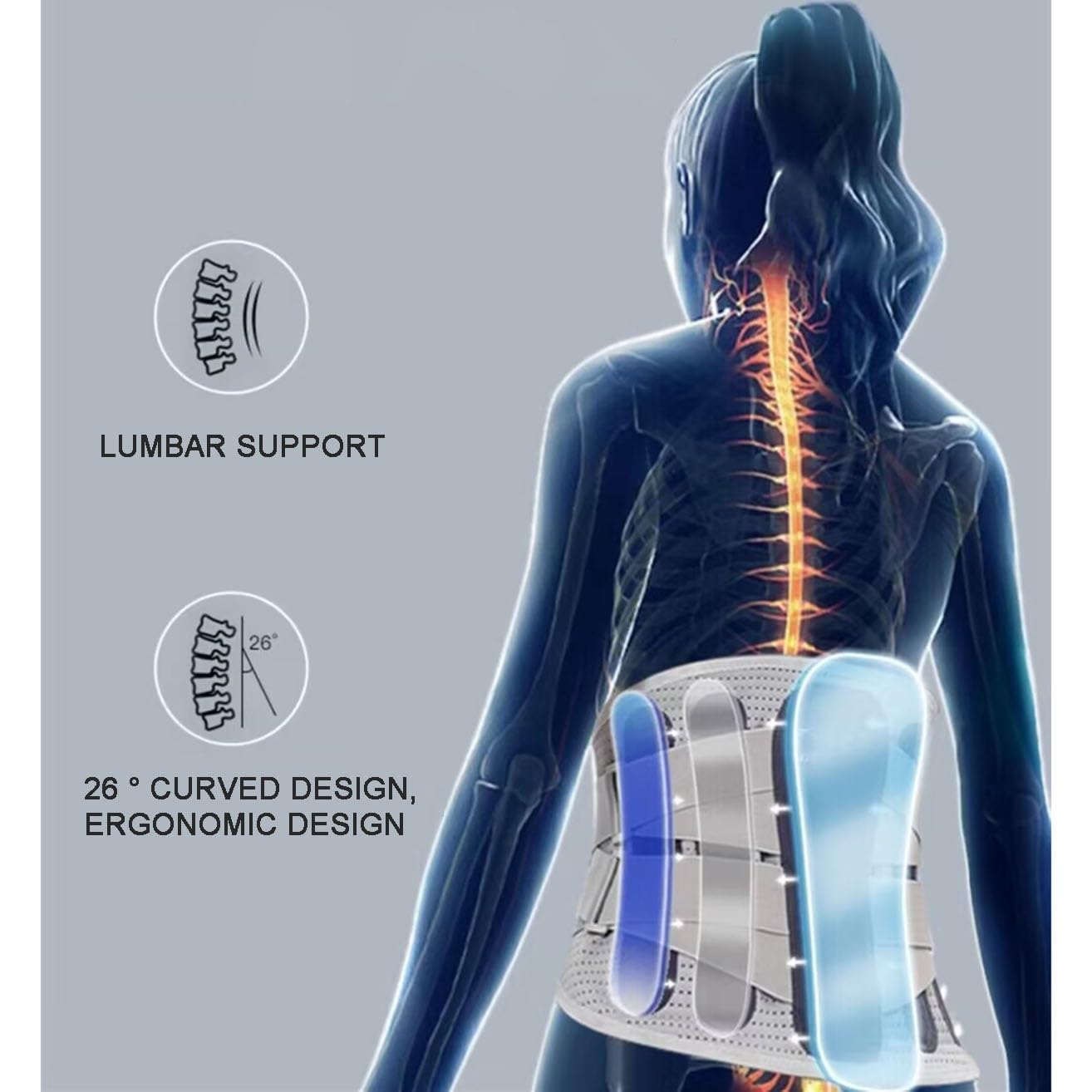 Cinturón de Soporte Lumbar con Terapia magnética térmica para Hombres y Mujeres, Correa de Cintura autocalentable, Alivio del Dolor de Hernias discales y ciática, Abdomen cálido.