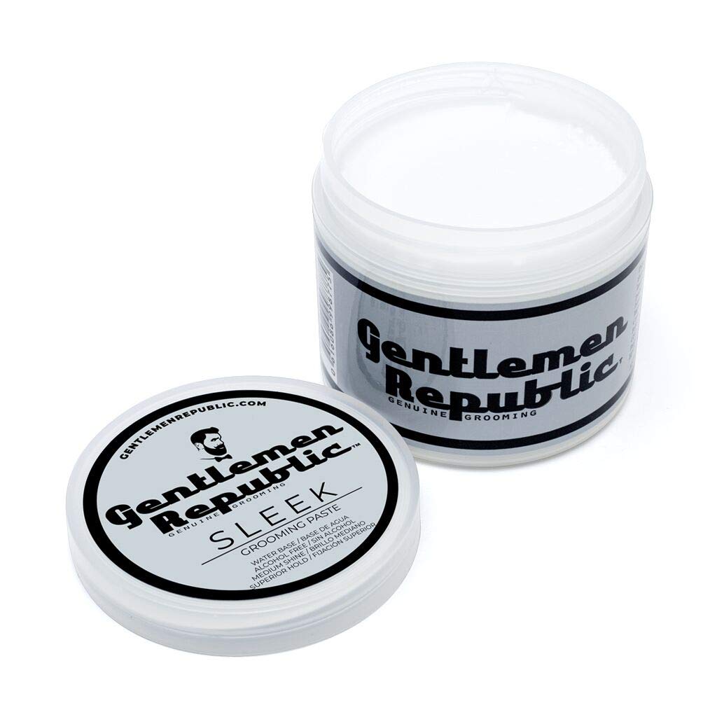 Gentlemen Republic 4oz Sleek Paste - Professional Water-Based Formula for Lightweight Strong Hold and Volume - Alcohol-Free, Fresh Scent - Made in USA