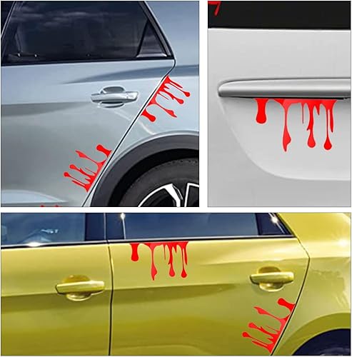 Miniatura 7 de 2 Pcs Waterproof Red Blood Sticker Self Adhesive Car Funny Halloween Theme Bleeding Decal Red Flowing Blood Bloody Horror Funny Decal for Car