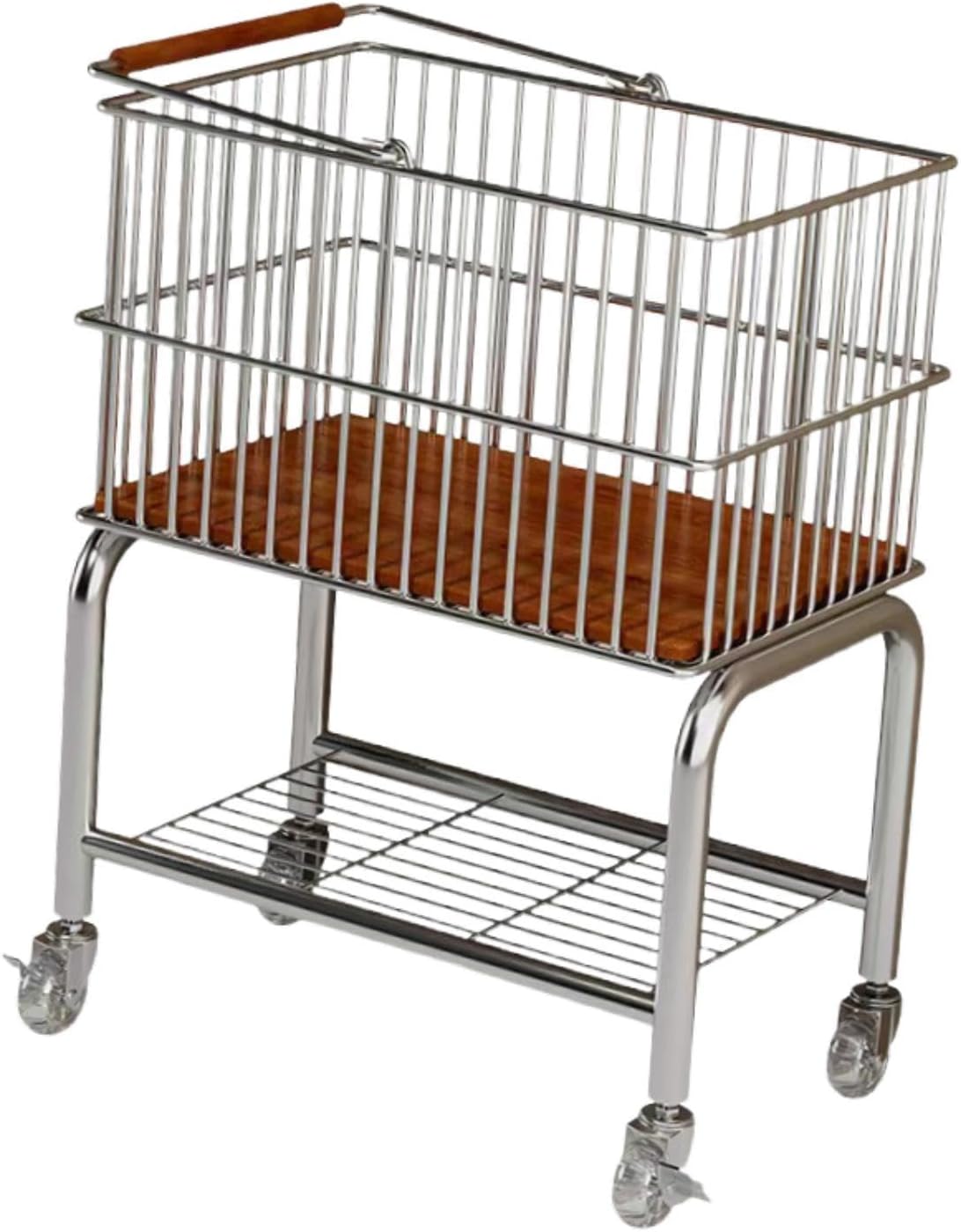 Laundry Cart Clothes Basket Sturdy Easy Accessory Multifunctional Laundry Basket for Bedroom Commercial Room, Silver