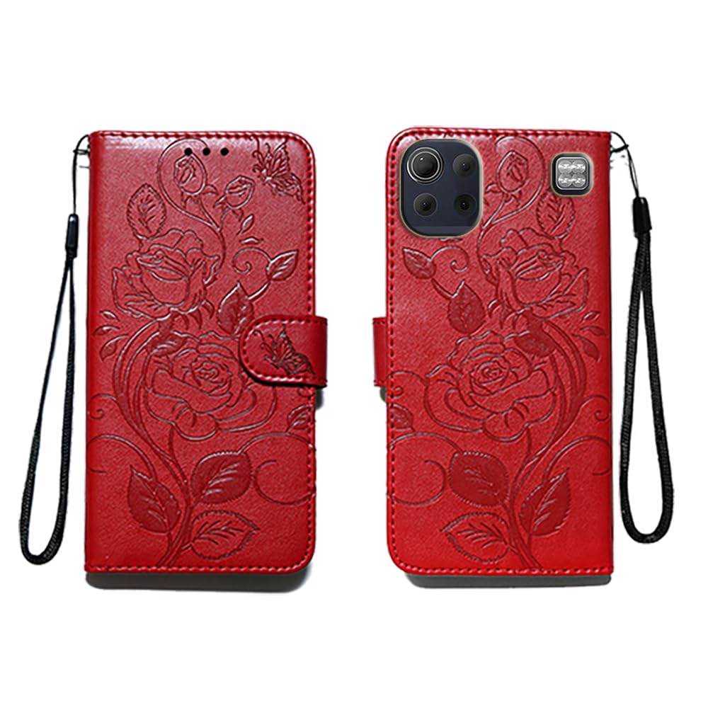 shingtomua for LG K92 5G Embossing Wallet Case Kickstand Magnetic Flip Cover Credit Cards Slot with Stand for PU Leather Shockproof Flip Magnetic Case for LG K92 (Red)