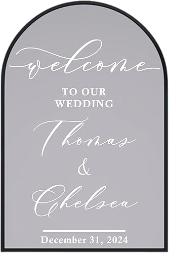 Calcomanía con texto en inglés "Welcome to Our Wedding Mirror"  Soon to Be Mr & Mrs - Calcomanía de espejo personalizable  Just Married  Decoración