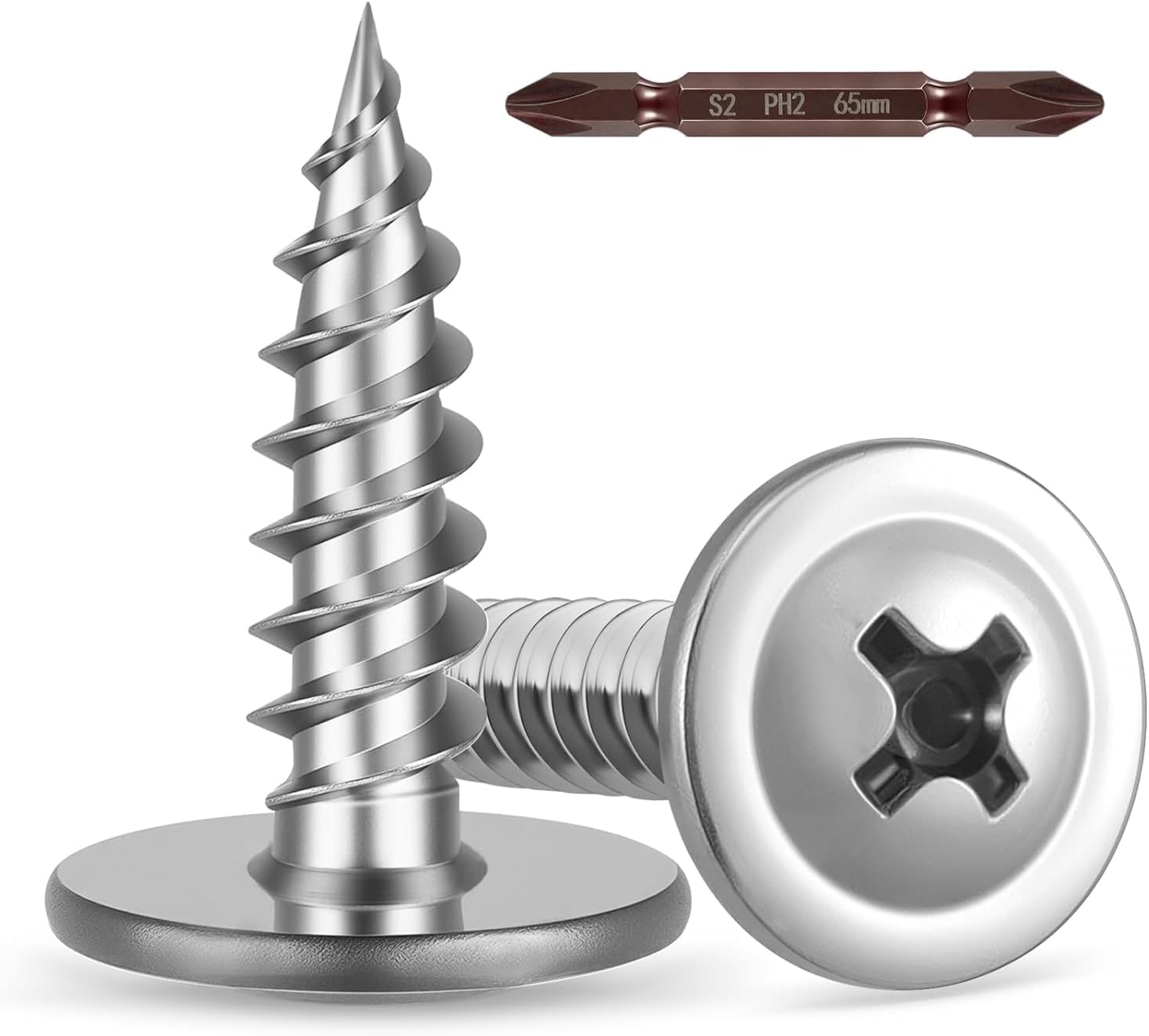 #8 x 1/2 Inch 304 Stainless Steel Modified Truss Head Wood Screws (200Pcs),Quick Metal Self-Tapping,No Pre-Drill,Rust-Proof for Outdoor Furniture,Deck,Cabinets