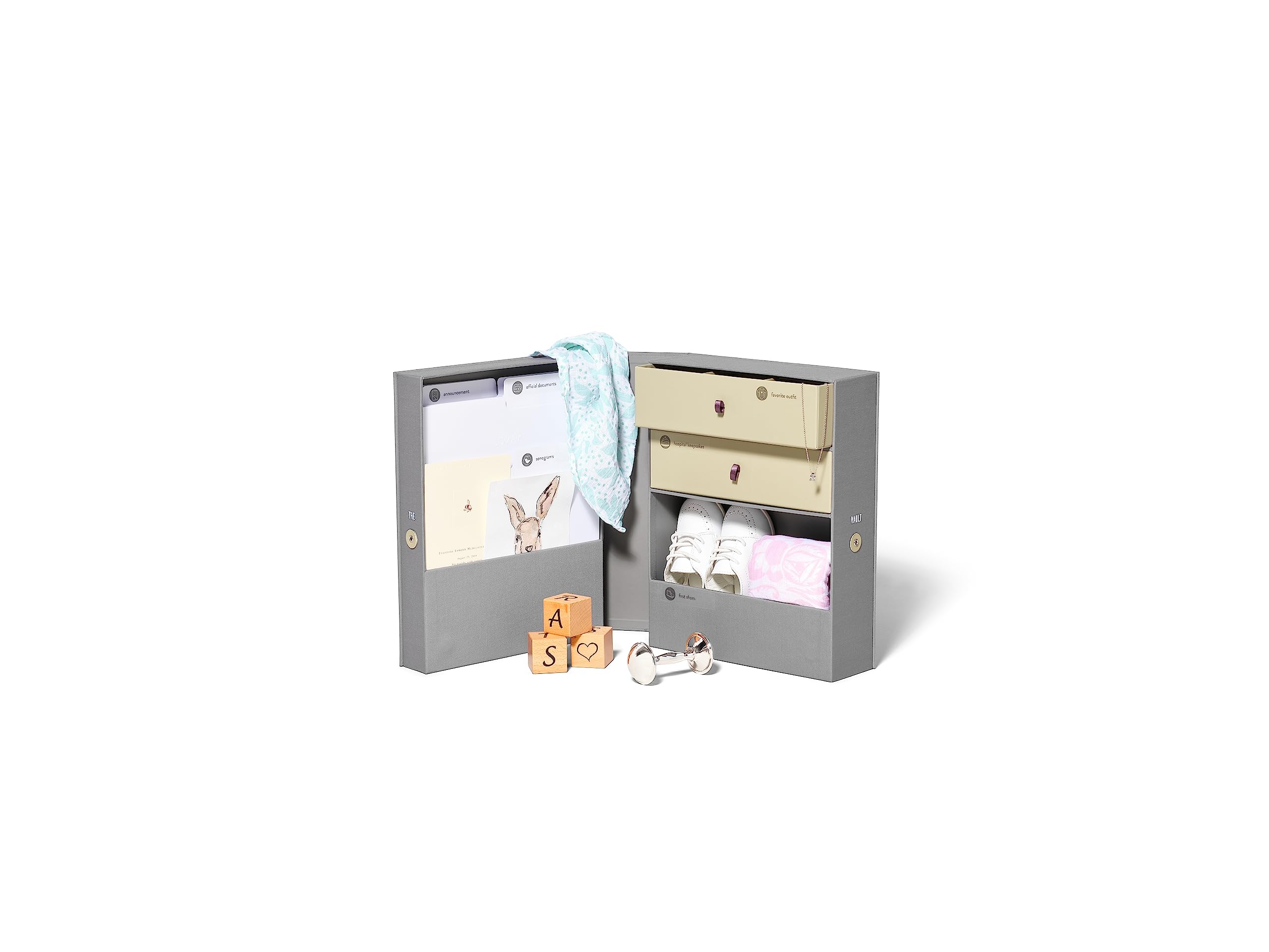 Savor | Personalized Baby Keepsake Organizer Box | Customizable Fabric Bound Acid-Free Modern Minimalist Newborn Memory Box with Labels | for Pregnancy, Mother’s Day, Baby Shower, New Baby Girl & Boy