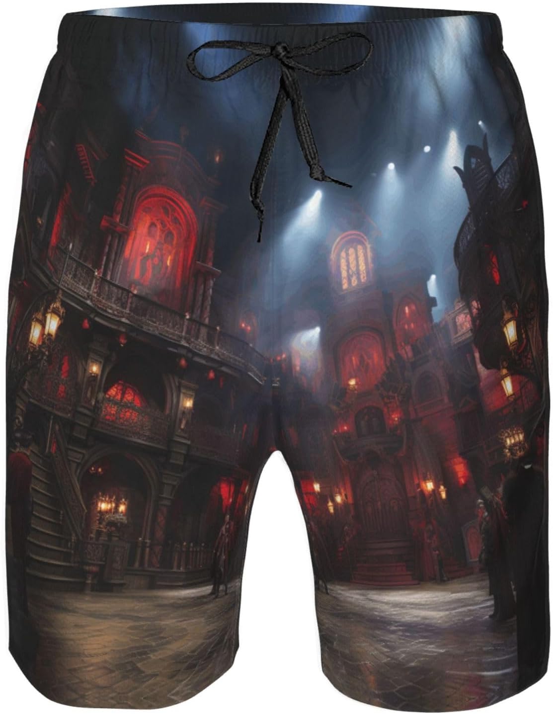 Musical Theatre Print Mens Casual Shorts Drawstring Summer Beach Stretch Shorts Novelty Swimtrunks White