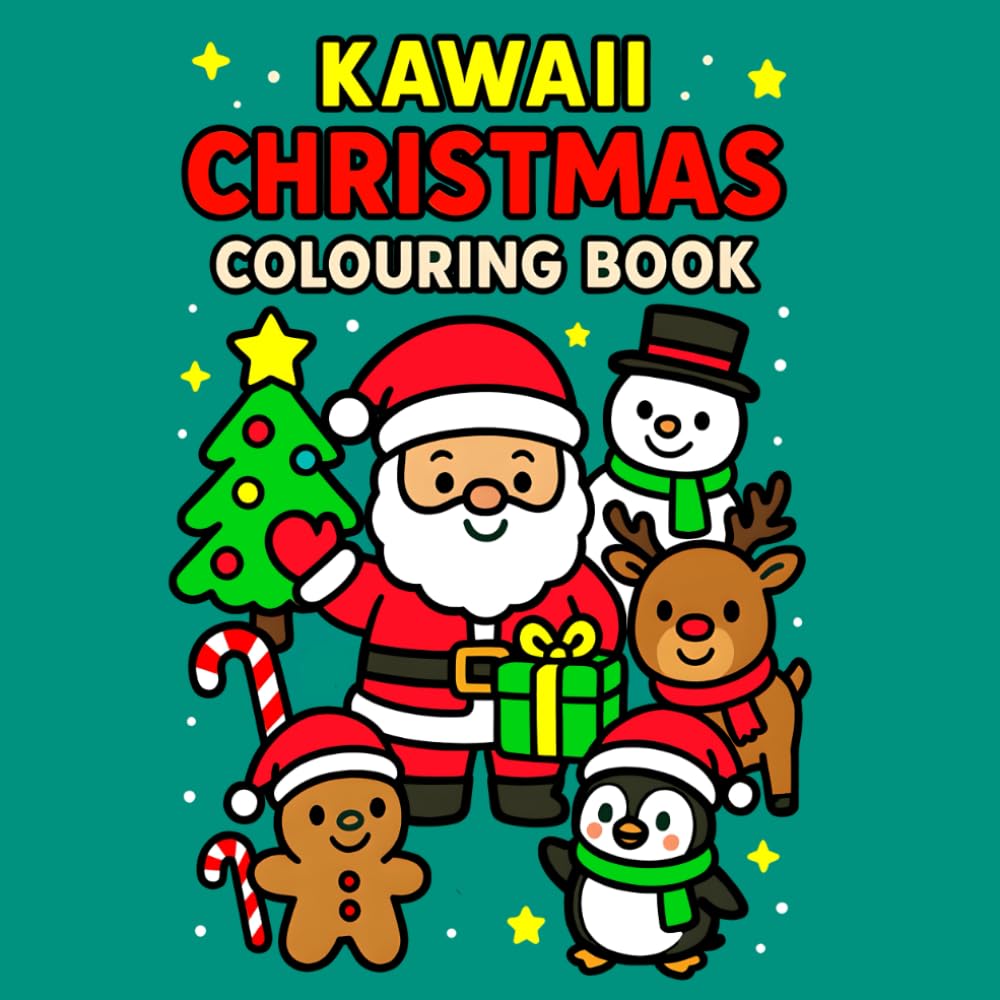 Kawaii Christmas, bold and easy colouring book