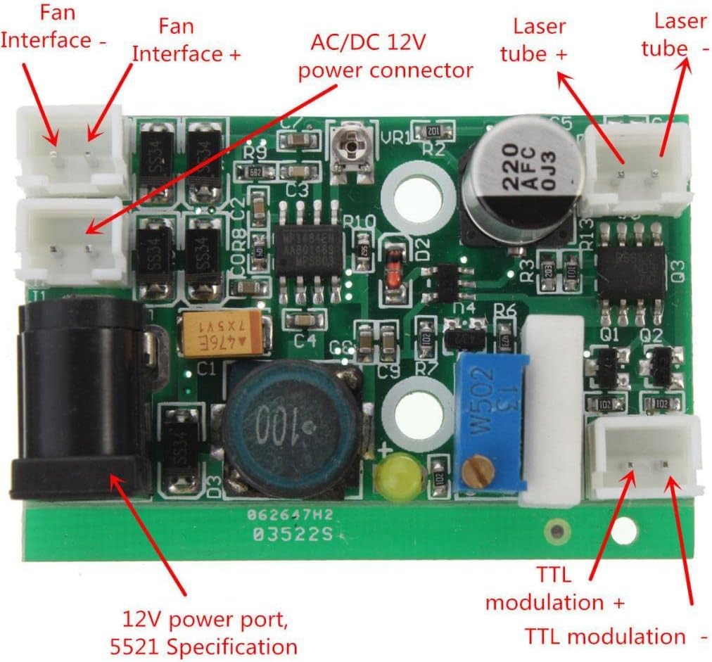 The Style Sutra® 12v TTL 1W 1.6W 3W 445/405/520nm Laser Diode LD Power Supply Driver Board | 1 Piece Circuit Board