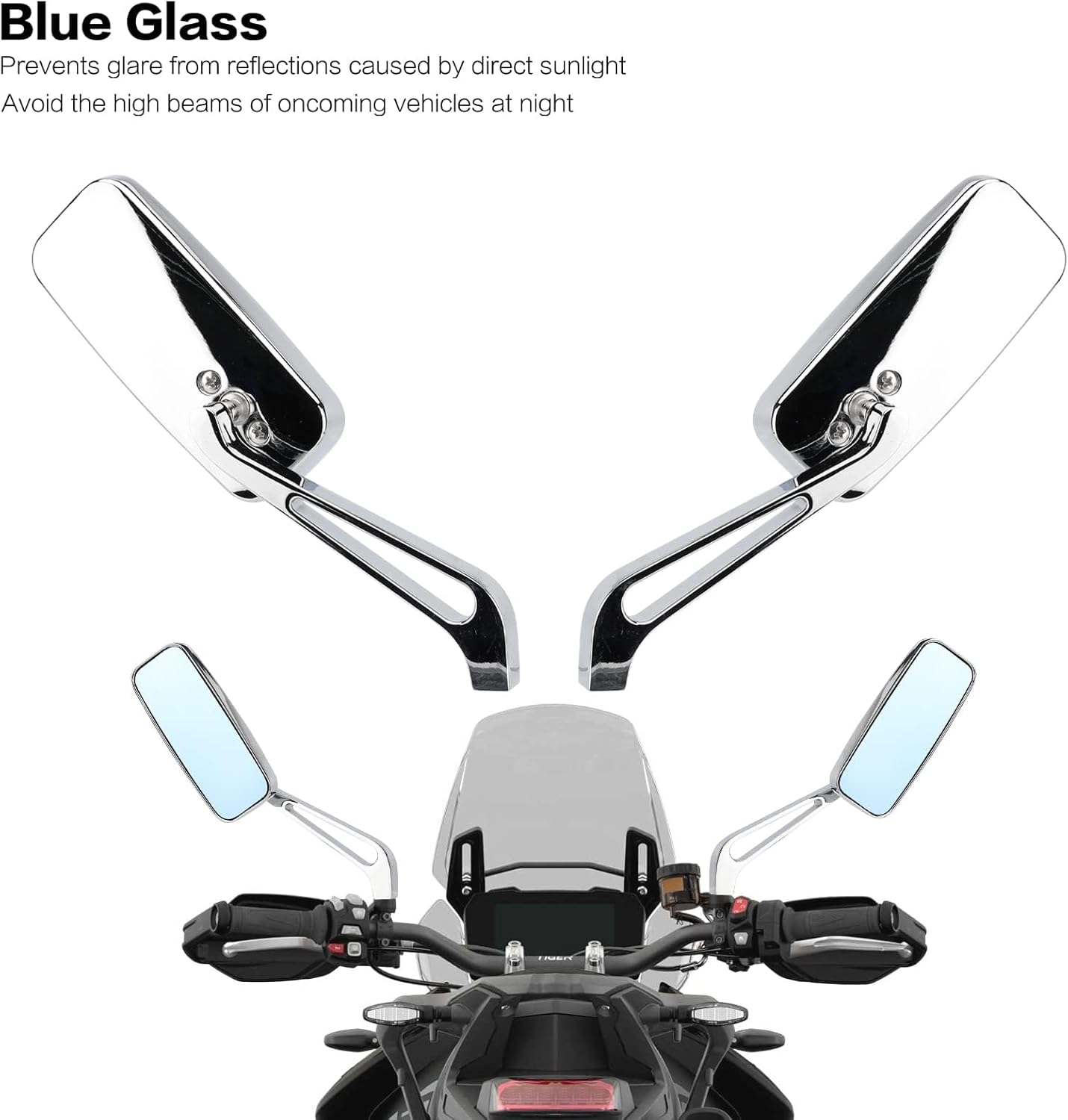 LKV Motorcycle Mirrors with 8MM 10MM Bolt Universal Handlebar Rear View Side Mirrors Compatible with Honda Grom Kawasaki Suzuki Yamaha Cruiser Chopper