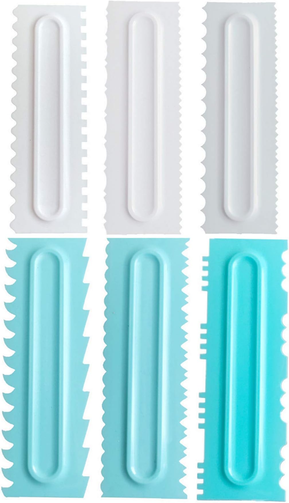 MIAO YUAN 6PCS 8.6" Cake Scraper Decorating Comb and Icing Smoother, Plastic Sawtooth Cake Scraper Polishe, Decorating Butter Mousse Cream Cake Edge Kitchen Baking Mold DIY Tool