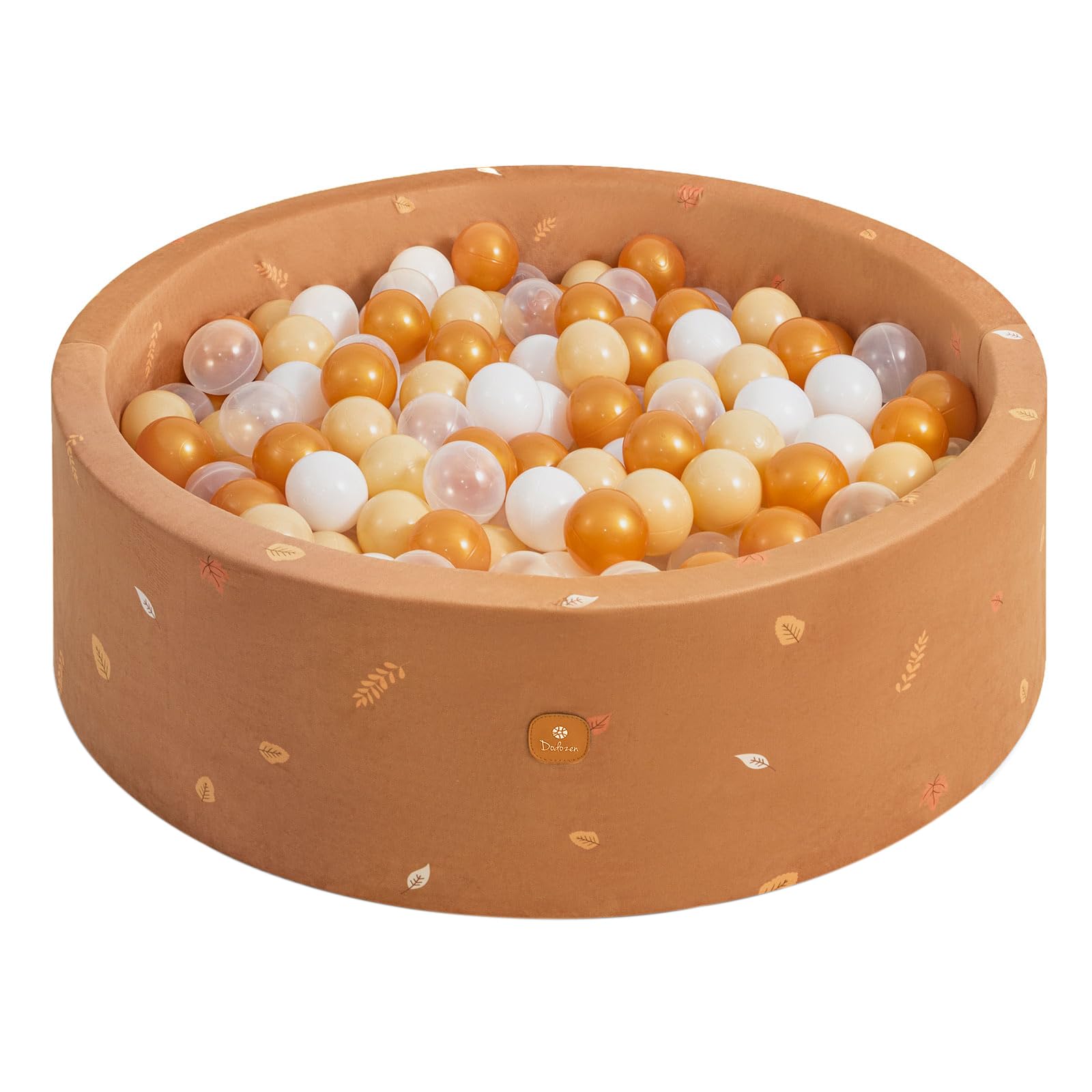 Dodozen Velvet Foam Ball Pit 90x30cm with 200 Balls for Babies and Toddlers - Soft Play Area, Washable Cover - Autumn Leaves